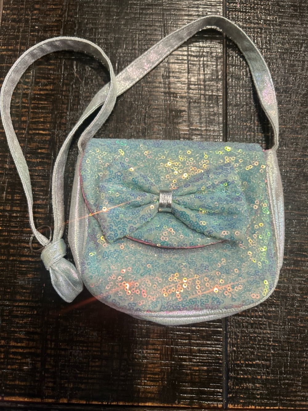 Iridescent Sequin Bow Crossbody Bag - KIDS